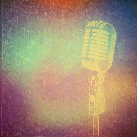 vintage paper texture, art music background, microphoneの写真素材