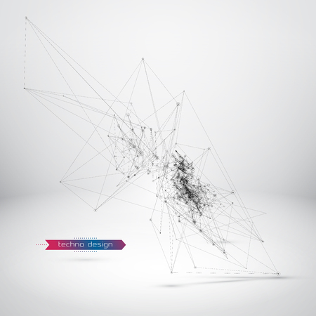 Abstract Geometric Polygonal Shape. Vector Science Background. Futuristic Technology Background. Connecting Dots and Lines Structureのイラスト素材