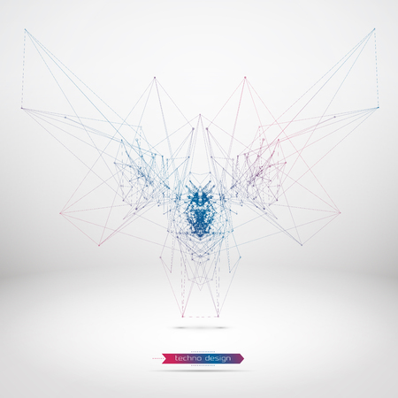 Abstract Geometric Polygonal Shape. Vector Science Background. Futuristic Technology Background. Connecting Dots and Lines Structureのイラスト素材