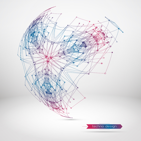 Abstract Geometric Polygonal Shape. Vector Science Background. Futuristic Technology Background. Connecting Dots and Lines Structureのイラスト素材