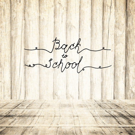 Hand drawn sketch of the books with handwritten text Back To School. Vintage interior. Retro backgroundの写真素材
