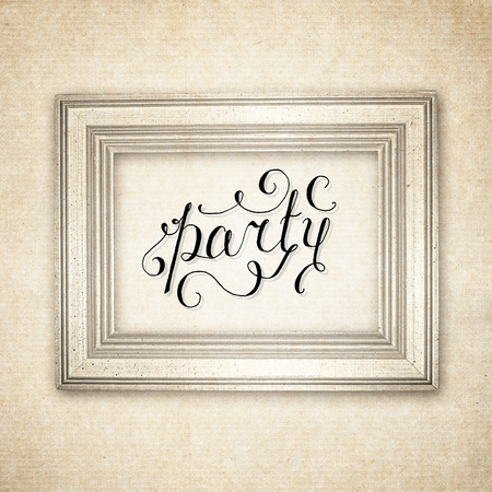 Hand drawn sketch of the books with handwritten text Party. Vintage interior. Retro backgroundの写真素材