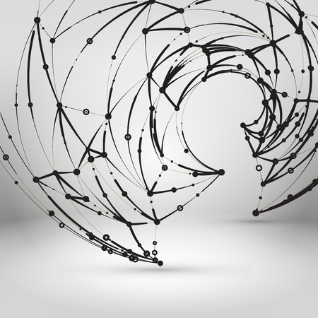 Abstract Geometric Polygonal Shape. Futuristic Technology Science Background. Connecting Dots and Lines Structureのイラスト素材