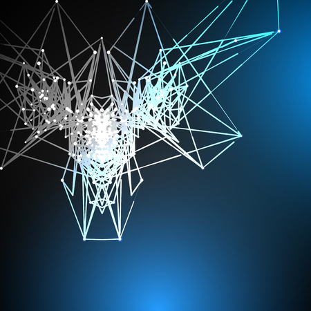 Abstract Geometric Polygonal Shape. Futuristic Technology Vector Science Background. Connecting Dots and Lines Structureのイラスト素材