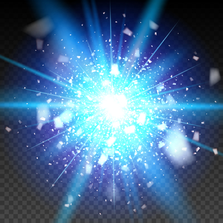 Blue glitter particles background effect. Light effect in an explosion on a black background. Vector illustration 3D, of realistic vector, EPS 10のイラスト素材