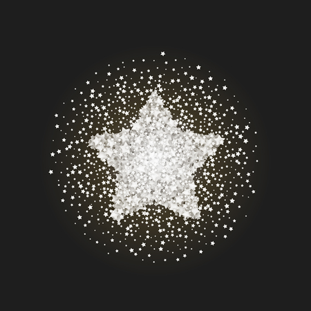Vintage star vector banner on black background. Retro glitter star. White template star for banner, vip card. Star Dust. Stardust spark the explosion on background. Vector illustration 3Dのイラスト素材