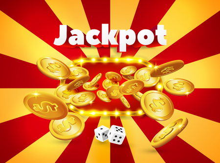 Word Jackpot, above a light frame with coins appearing from it.のイラスト素材