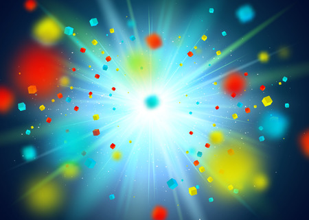 Blue glitter particles background effect. Light effect in an explosion on a black background.