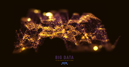 Abstract 3D big data visualization. Tangled graphics data streams. Infographics threads data. Futuristic Social network. Technological vector background. Representation of a business intelligenceのイラスト素材