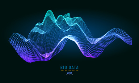 Abstract 3D big data visualization. Tangled graphics data streams. Infographics threads data. Futuristic Social network. Technological vector background. Representation of a business intelligenceのイラスト素材