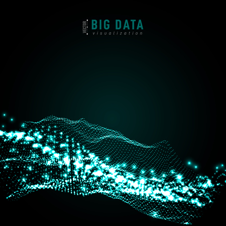 Abstract 3D big data visualization. Tangled graphics data streams. Infographics threads data. Futuristic Social network. Technological vector background. Representation of a business intelligenceのイラスト素材