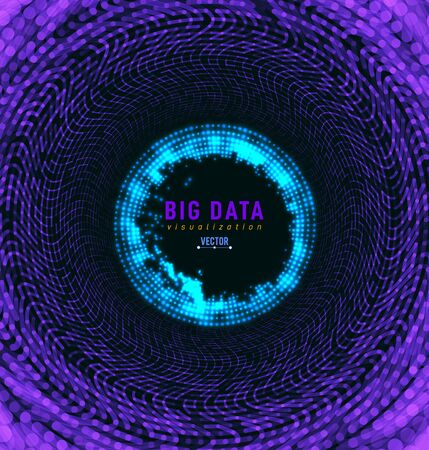 Abstract 3D big data visualization. Tangled graphics data streams. Infographics threads data. Futuristic Social network. Technological vector background. Representation of a business intelligenceのイラスト素材