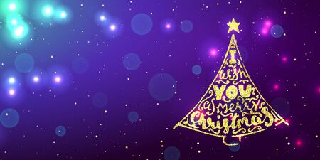 Christmas Greeting Card. Merry Christmas lettering, vector illustrationのイラスト素材