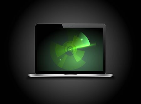 Abstract futuristic HUD radar display. Sci-fi design elements. Vector navigation interface background.のイラスト素材