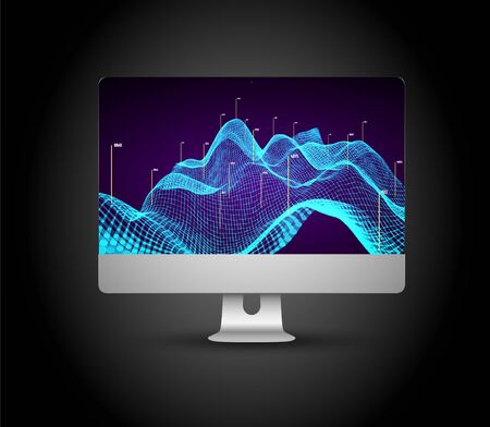 Abstract 3D big data visualization. Tangled graphics data streams. Infographics threads data. Futuristic Social network. Technological vector background. Representation of a business intelligenceのイラスト素材