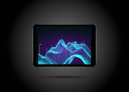 Abstract 3D big data visualization. Tangled graphics data streams. Infographics threads data. Futuristic Social network. Technological vector background. Representation of a business intelligenceのイラスト素材