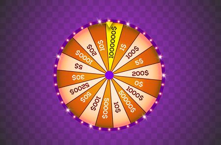 Vector illustration spinning fortune wheel on transparent background. Realistic 3d lucky roulette. Online casinoのイラスト素材