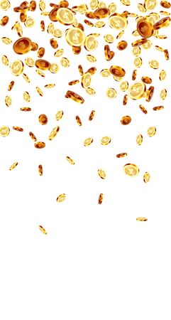 Realistic Gold coins falling down. Isolated on background.のイラスト素材