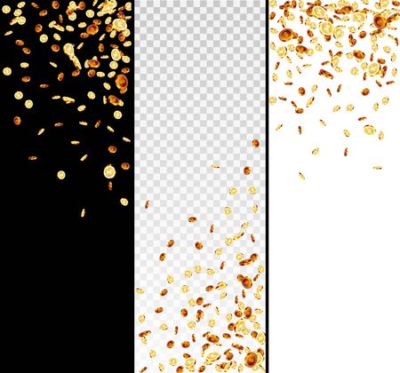 Realistic Gold coins falling down. Isolated on background.のイラスト素材