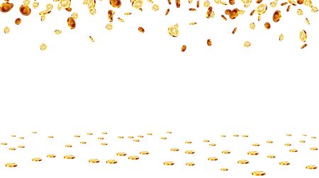 Realistic Gold coins falling down. Isolated on background.のイラスト素材