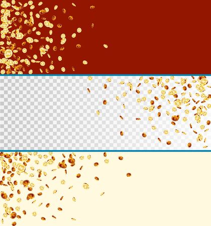 Realistic Gold coins falling down. Isolated on background.のイラスト素材