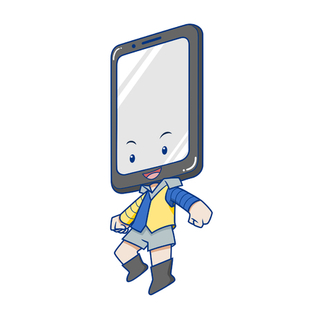Cartoon character of mobile phone.のイラスト素材
