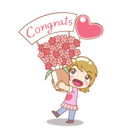 Cartoon Character for congratulation cardのイラスト素材