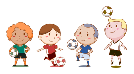 Cartoon illustration of cute soccer players.のイラスト素材