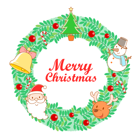 Vector illustration Christmas wreath frame.のイラスト素材