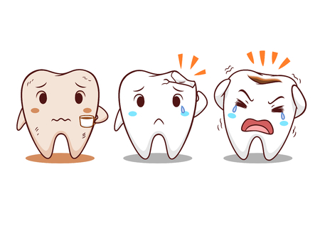 Cartoon illustration of tooth with teeth problems.のイラスト素材