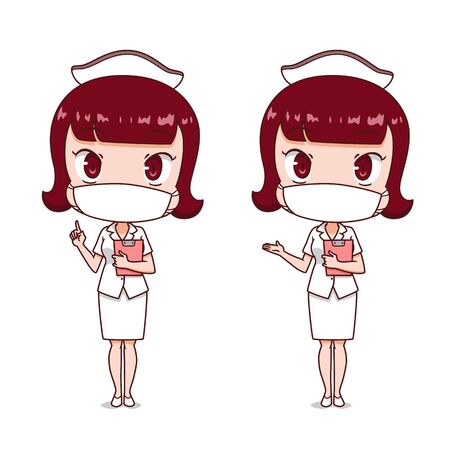 Cartoon character of nurse wearing hygienic mask.のイラスト素材