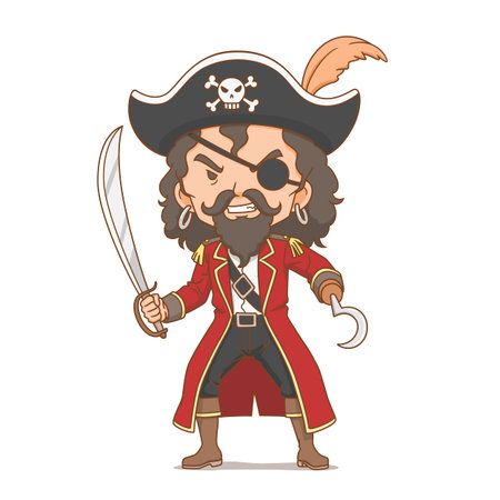 Cartoon character of pirate holding sword.のイラスト素材