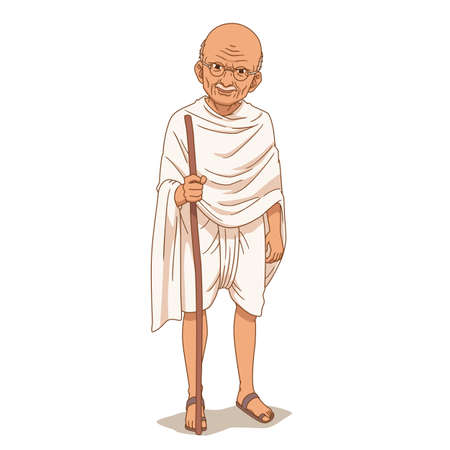 Cartoon illustration of Mahatma Gandhi. Gandhi Jayanti.のイラスト素材