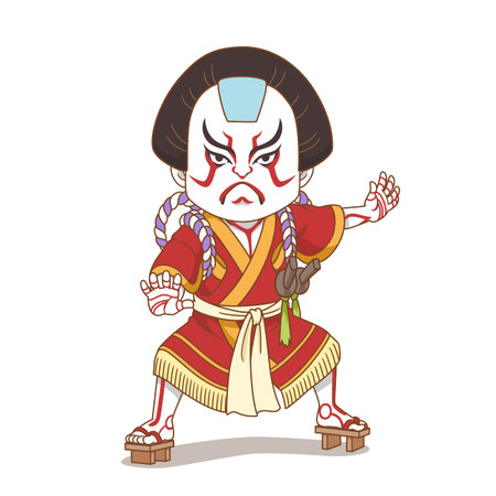 Cartoon illustration of Kabuki actor.のイラスト素材