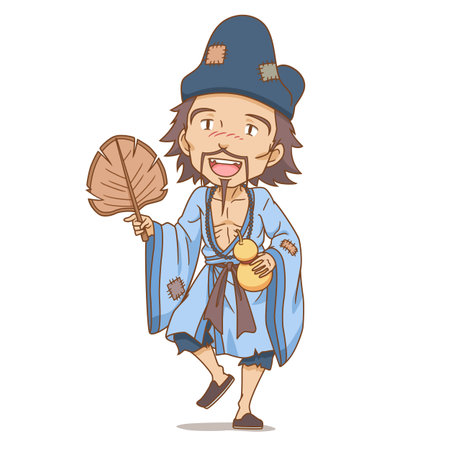 Cartoon character of Zen Buddhist monk. Ji Gong.のイラスト素材