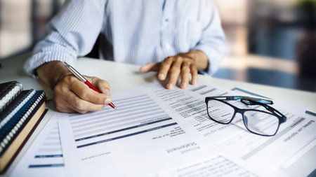 Businessman working with document on office desk. Business and finance concept.の写真素材