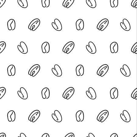 Seamless pattern with coffee grain in sketch style. Scattered coffee corn. Stylish seamless background for design of printed materials. Backdrop modern. Ornate ornament hand work.のイラスト素材