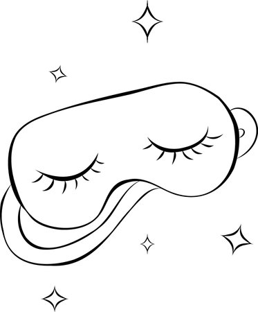 Sleep mask. Hand drawn sketch icon of eye mask for sleep. Isolated vector illustration in doodle line style.のイラスト素材