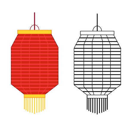 Chinese Lantern gold and red. New Year isolated vector cartoon illustration design graphicのイラスト素材
