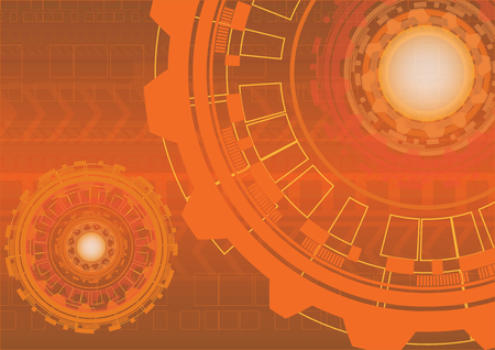 Abstract orange digital technology background with gearsのイラスト素材