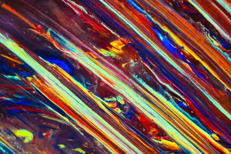 Abstract background of colorful creative acrylic painting. Oil move to water. Blue, orange, red and...