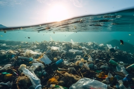Garbage in the ocean seaの素材