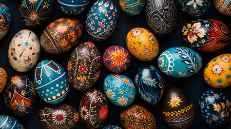 Colorful Easter eggs backgroundの素材