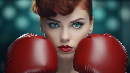 Woman Boxer, fight and portrait. Female boxingの素材