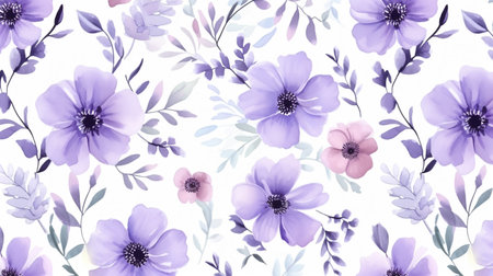 Watercolor painted purple flower. Hand drawn flower design elements isolated on white background.の素材