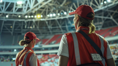 Sport stadium workers on olimpic games