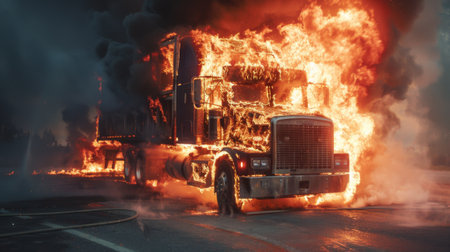 A vehicle crashed in a road accidentの素材