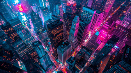 Abstract neon light fluorescent Neon Lights glow ,Reflection on water, exhibition background 3D illustration.の素材