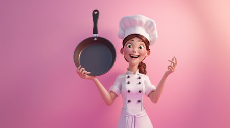 Happy chief ho;da pan on isolated background with copy spaceの素材