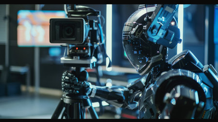 Robot demonstrating Sora, Text-to-Video, AI modelの素材